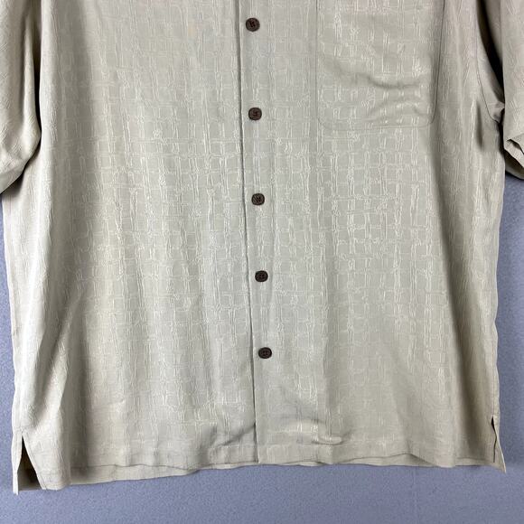 Tommy Bahama Silk Camp Shirt Mens XL Beige Short Sleeve Textured Hawaiian Relax - Picture 3 of 15